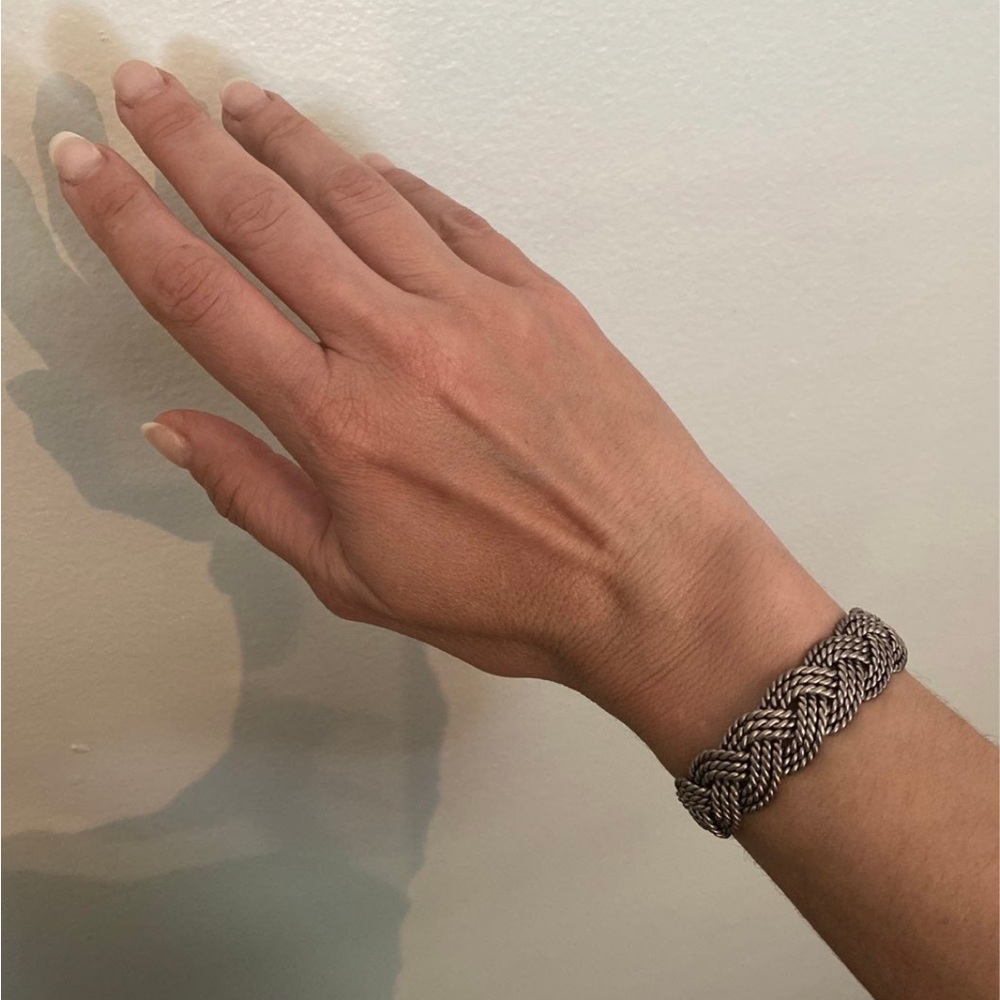 Sterling silver braided cuff bracelet